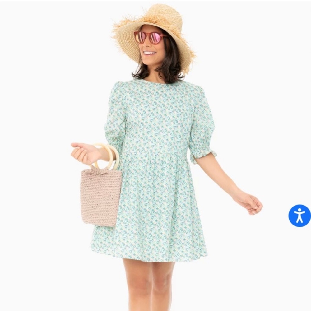 XS English factory floral Fleming green dress tuckernuck